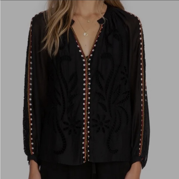 Johnny Was Rosa Button-Down Peasant Blouse size M - Picture 2 of 9